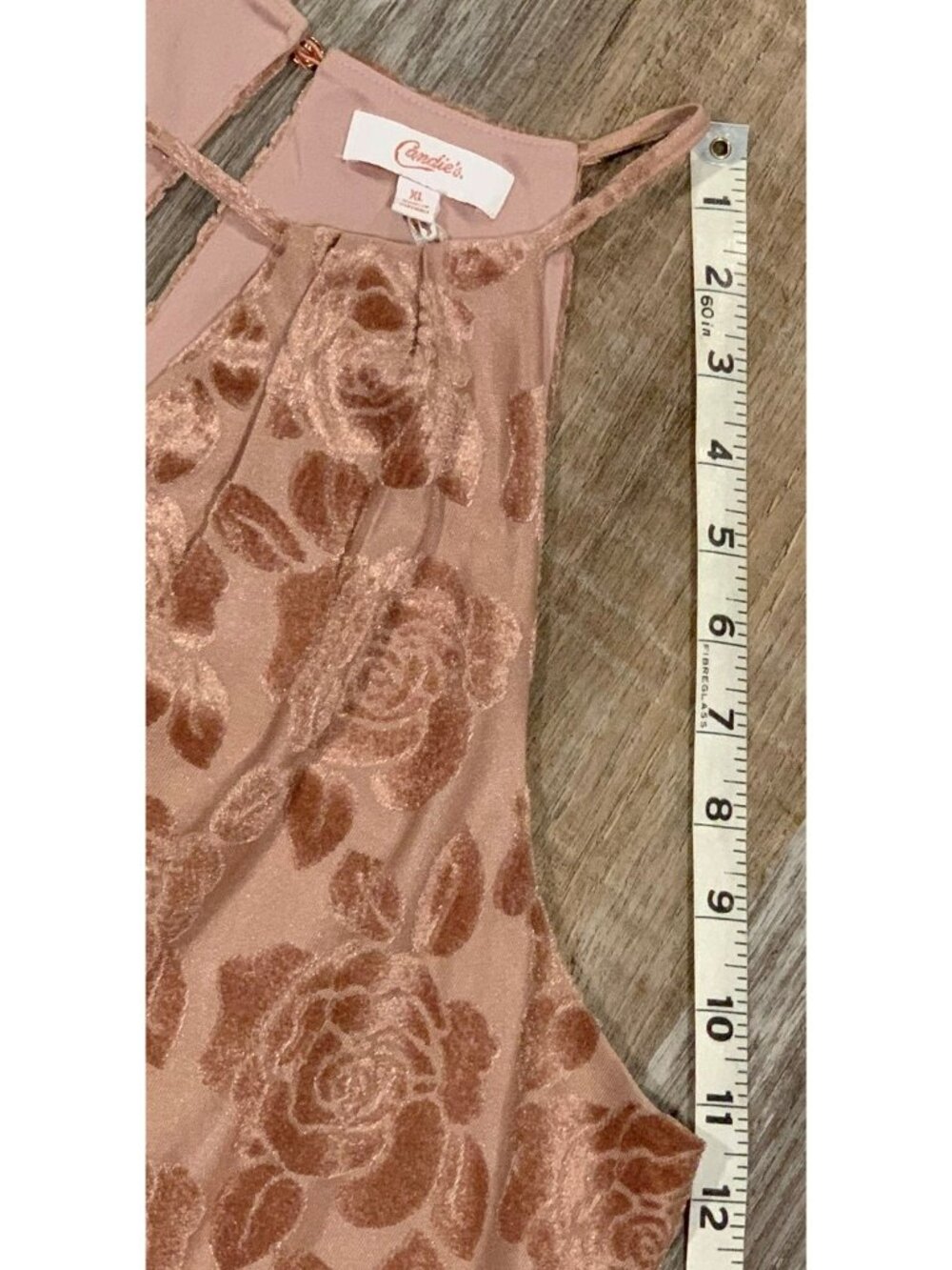 Candies True Mauve Pleated Halter Swing Dress XL Floral Print Keyhole Lined NEW - Picture 13 of 16